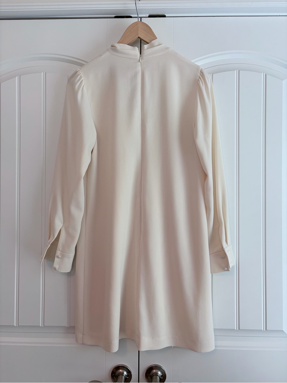 Gal Meets Glam Mini Dress Ines Cream Tie Neck Long Sleeve Women's Size 6 - Picture 7 of 11
